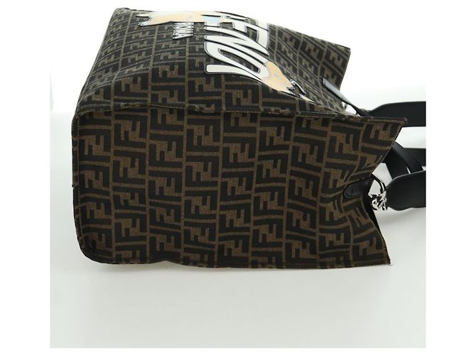 Borsa FENDI Zucca Canvas Fragment x Pokemon 2way Marrone Nero Auth 171492SM - vista 5