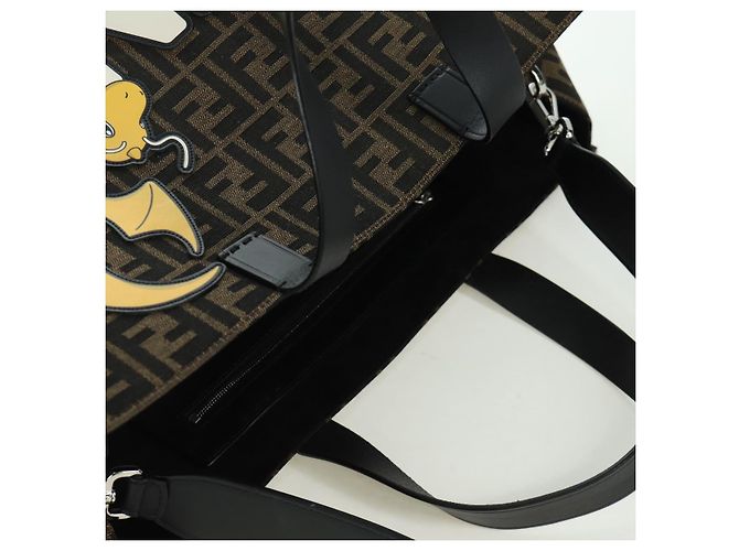 Borsa FENDI Zucca Canvas Fragment x Pokemon 2way Marrone Nero Auth 171492SM - vista 6
