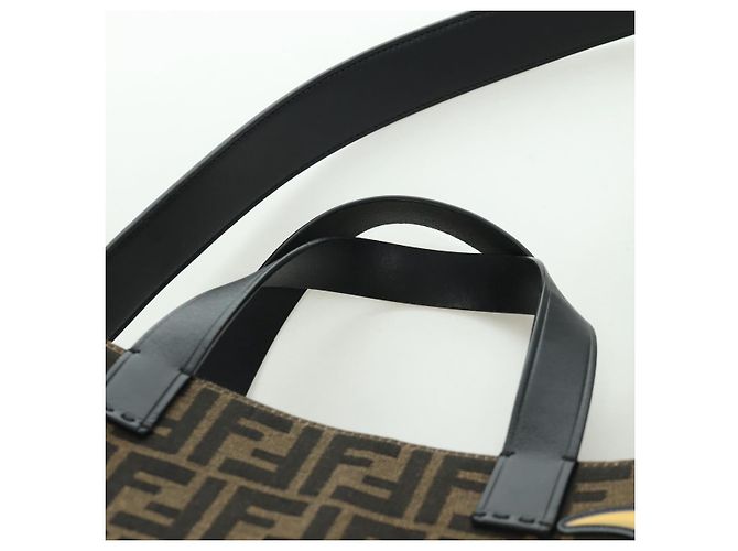Borsa FENDI Zucca Canvas Fragment x Pokemon 2way Marrone Nero Auth 171492SM - vista 8
