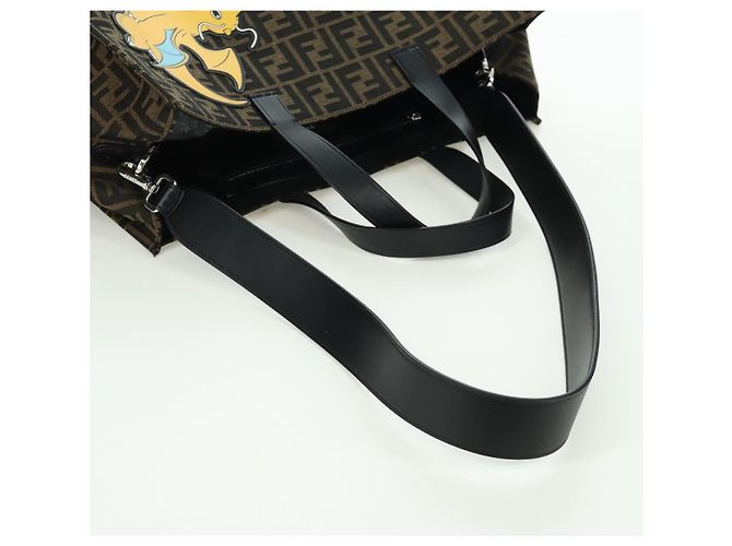 Borsa FENDI Zucca Canvas Fragment x Pokemon 2way Marrone Nero Auth 171492SM - vista 9