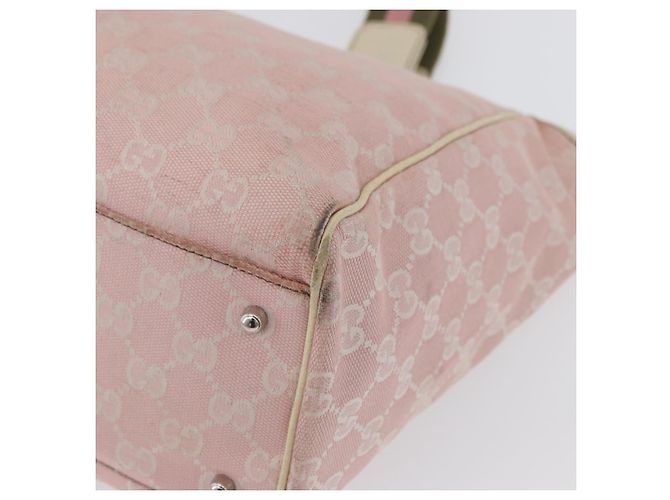 Borsa Tote Gucci GG Canvas Sherry Line Rosa Argento 145758 Auth 172816 - vista 12