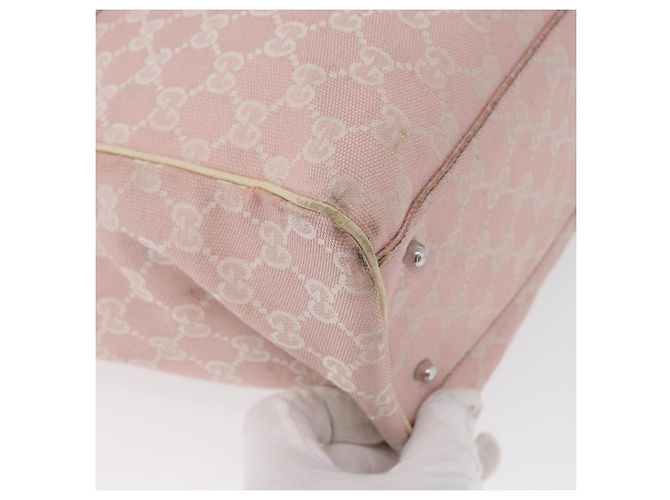Borsa Tote Gucci GG Canvas Sherry Line Rosa Argento 145758 Auth 172816 - vista 13