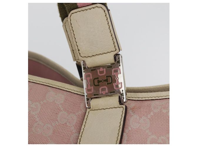 Borsa Tote Gucci GG Canvas Sherry Line Rosa Argento 145758 Auth 172816 - vista 15