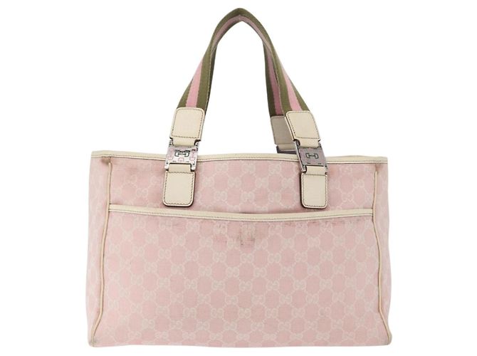 Borsa Tote Gucci GG Canvas Sherry Line Rosa Argento 145758 Auth 172816 - vista 3