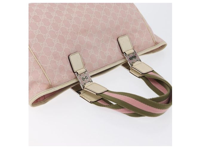 Borsa Tote Gucci GG Canvas Sherry Line Rosa Argento 145758 Auth 172816 - vista 7
