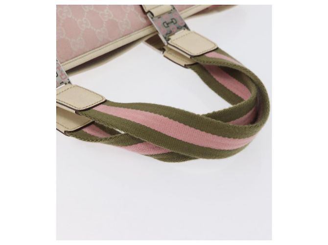 Borsa Tote Gucci GG Canvas Sherry Line Rosa Argento 145758 Auth 172816 - vista 8