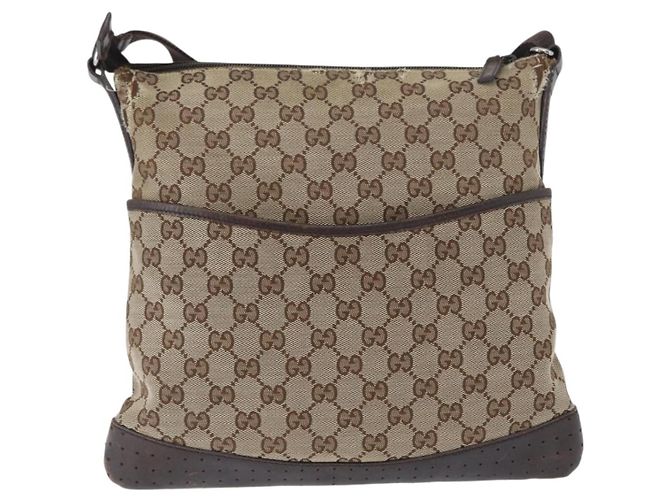 Borsa a Spalla GG Canvas Gucci Beige Argento 145857 Auth gh1844 - vista 2