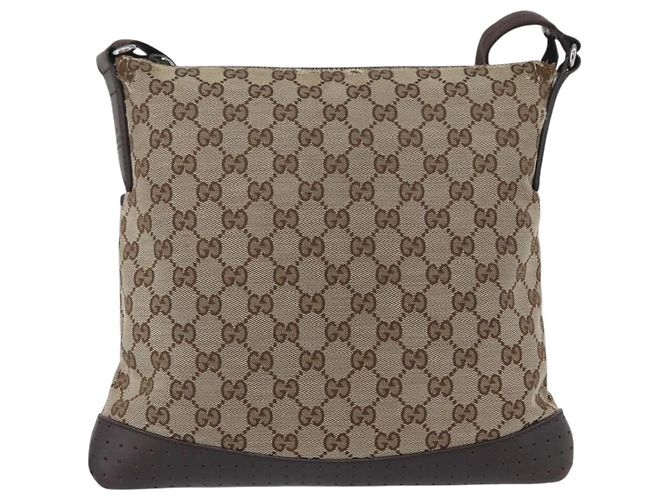 Borsa a Spalla GG Canvas Gucci Beige Argento 145857 Auth gh1844 - vista 3