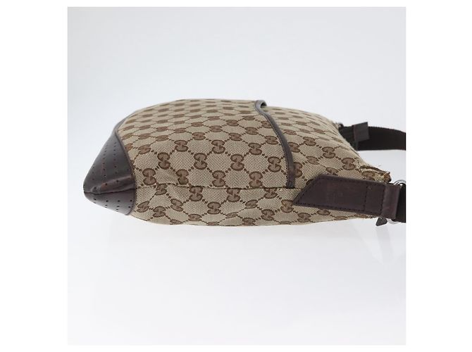 Borsa a Spalla GG Canvas Gucci Beige Argento 145857 Auth gh1844 - vista 4