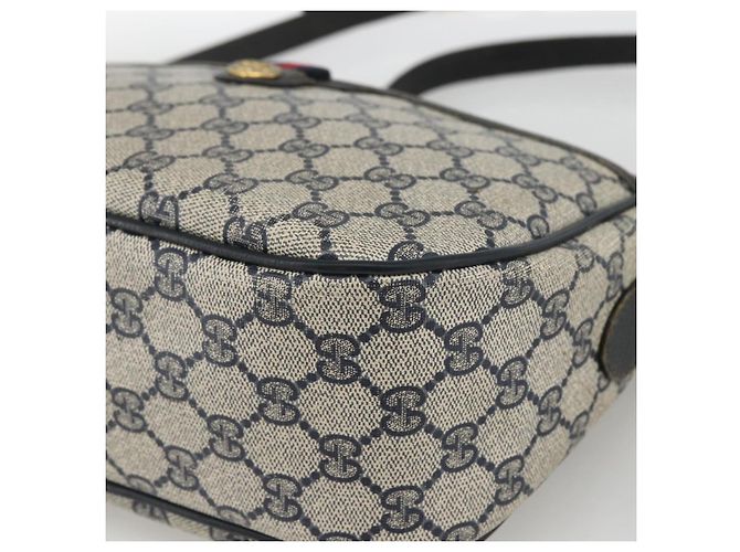Borsa a Spalla Gucci GG Supreme Sherry Line PVC Blu Navy Oro 89 02 077 Auth ARZ241 D'oro - vista 10