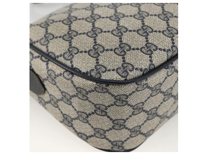 Borsa a Spalla Gucci GG Supreme Sherry Line PVC Blu Navy Oro 89 02 077 Auth ARZ241 D'oro - vista 13