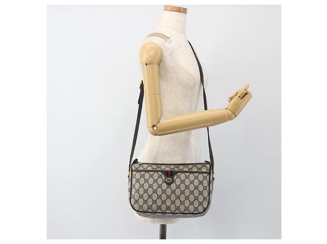 Borsa a Spalla Gucci GG Supreme Sherry Line PVC Blu Navy Oro 89 02 077 Auth ARZ241 D'oro - vista 23