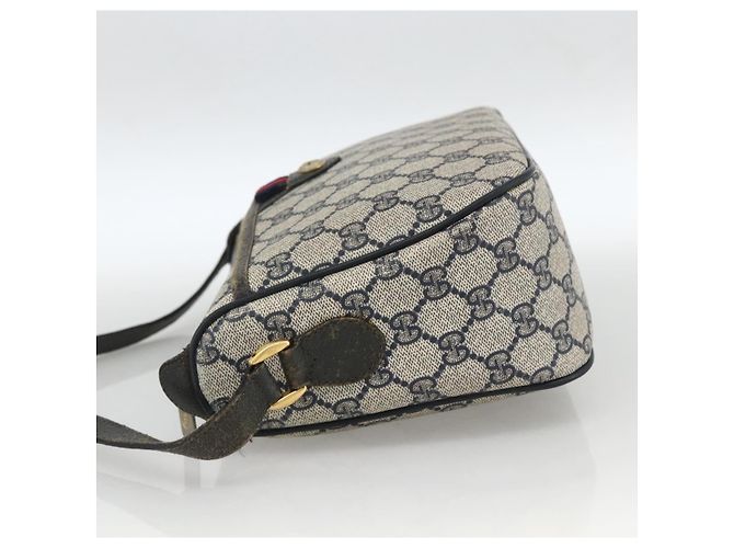 Borsa a Spalla Gucci GG Supreme Sherry Line PVC Blu Navy Oro 89 02 077 Auth ARZ241 D'oro - vista 4