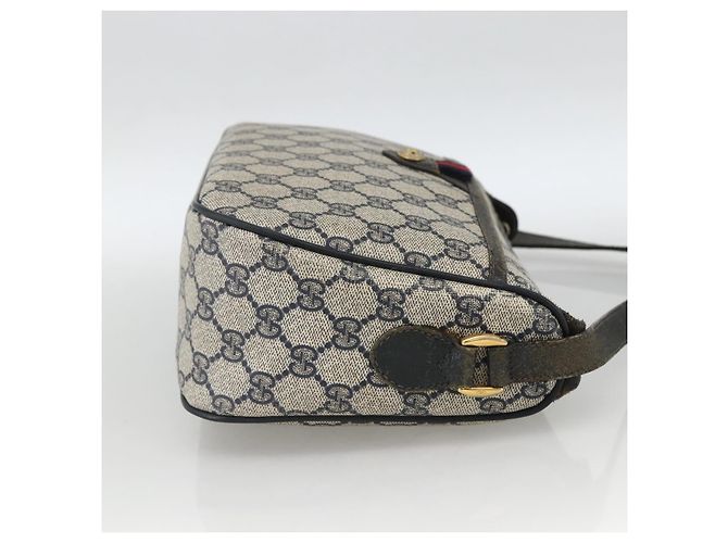 Borsa a Spalla Gucci GG Supreme Sherry Line PVC Blu Navy Oro 89 02 077 Auth ARZ241 D'oro - vista 5