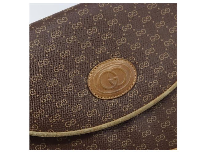 Gucci Borsa a Spalla Micro GG Supreme PVC Marrone Oro Auth ki6524 D'oro - vista 14