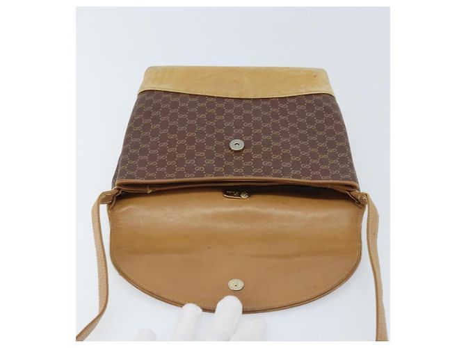 Gucci Borsa a Spalla Micro GG Supreme PVC Marrone Oro Auth ki6524 D'oro - vista 15