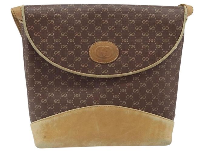 Gucci Borsa a Spalla Micro GG Supreme PVC Marrone Oro Auth ki6524 D'oro - vista 2