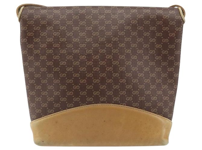 Gucci Borsa a Spalla Micro GG Supreme PVC Marrone Oro Auth ki6524 D'oro - vista 3
