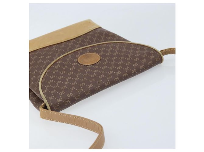 Gucci Borsa a Spalla Micro GG Supreme PVC Marrone Oro Auth ki6524 D'oro - vista 6