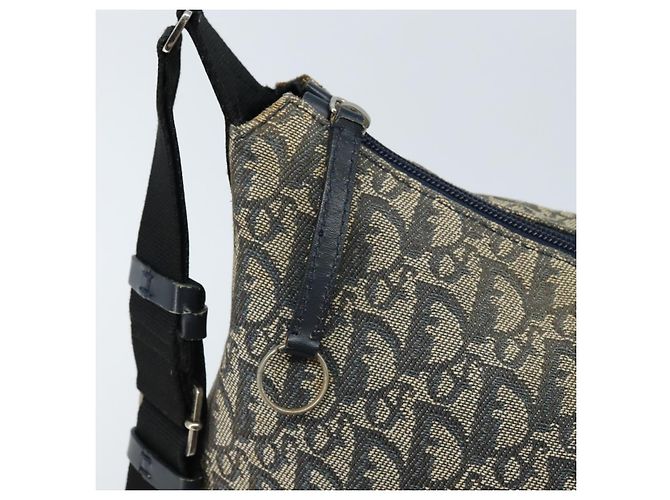 Borsa a spalla in tela Trotter Christian Dior blu navy argento Auth gh1756 - vista 15