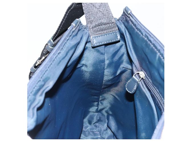 Borsa a spalla in tela Trotter Christian Dior blu navy argento Auth gh1756 - vista 19