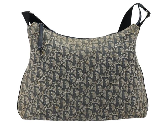 Borsa a spalla in tela Trotter Christian Dior blu navy argento Auth gh1756 - vista 2