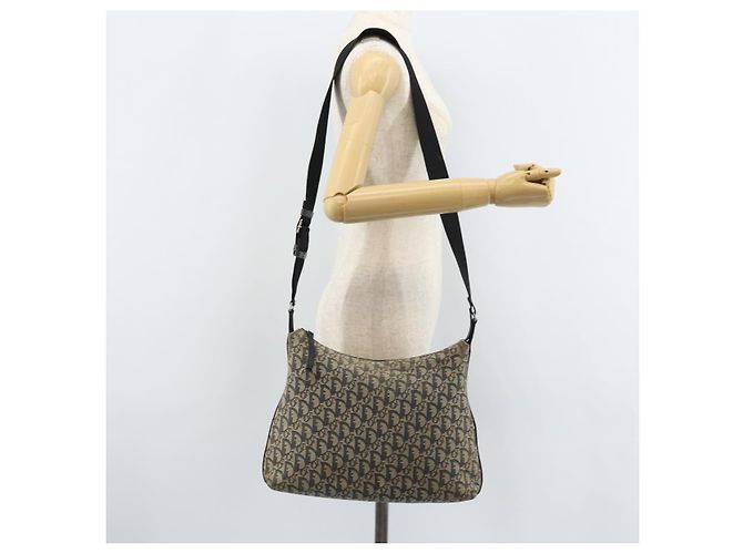 Borsa a spalla in tela Trotter Christian Dior blu navy argento Auth gh1756 - vista 23