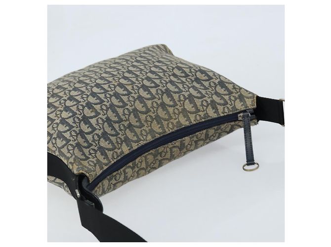 Borsa a spalla in tela Trotter Christian Dior blu navy argento Auth gh1756 - vista 6