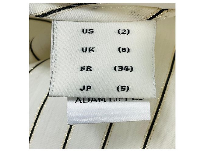 Abito maxi a camicia a righe metalliche Dejeuner in avorio di Adam Lippes Beige - vista 5