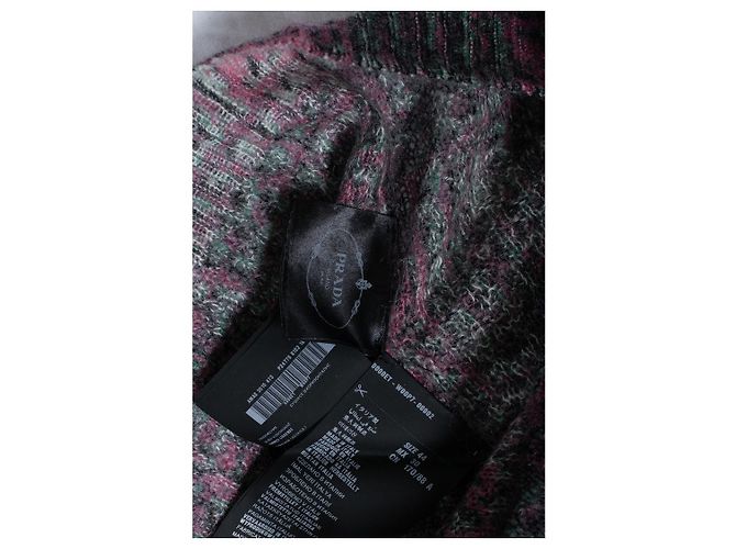 Prada, pink und grün bedruckter V-Ausschnitt-Pullover - Ansicht 6