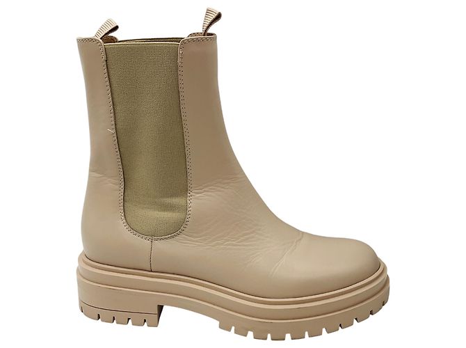Beige Leder Ankle Boots mit Profilsohle Gianvito Rossi - Ansicht 2