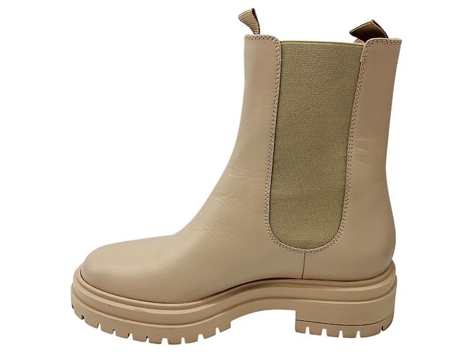 Beige Leder Ankle Boots mit Profilsohle Gianvito Rossi - Ansicht 3