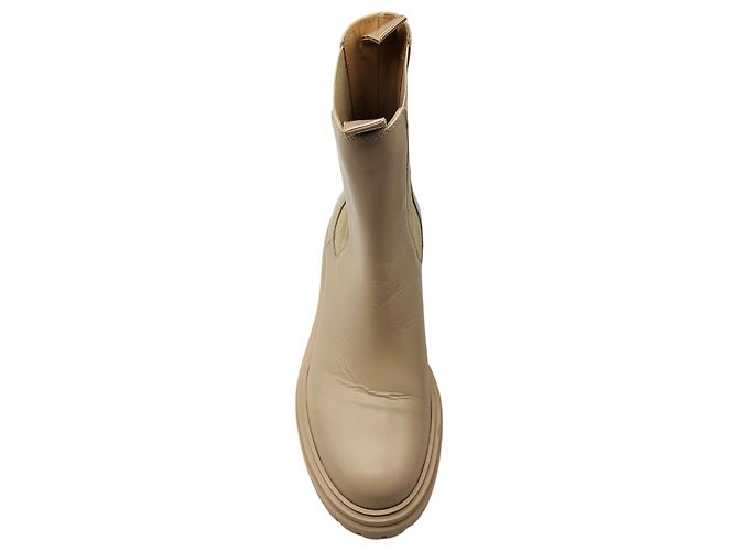 Beige Leder Ankle Boots mit Profilsohle Gianvito Rossi - Ansicht 4