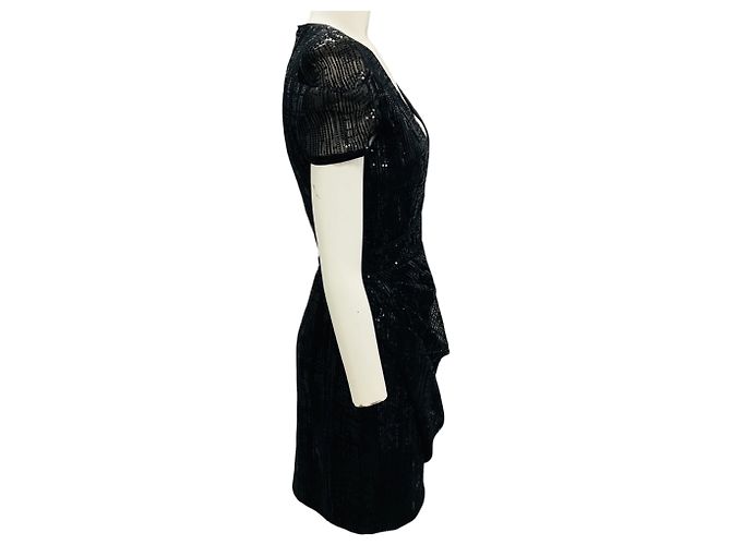 Abito da cocktail nero a maniche corte con paillettes Haney - vista 2