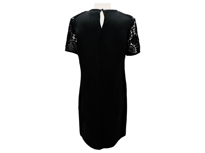 Chloé Abito corto a maniche corte in pizzo e twill nero Chloe - vista 3