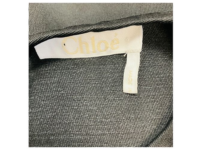 Chloé Abito corto a maniche corte in pizzo e twill nero Chloe - vista 4