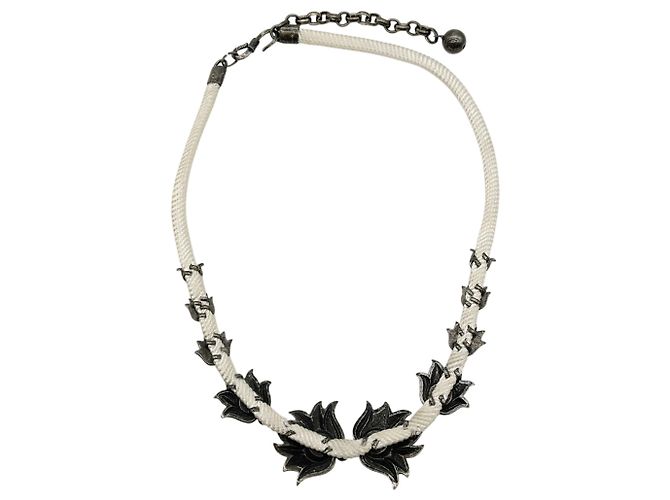 Collana in corda bianca Lanvin con decorazioni in cristallo Bianco - vista 3