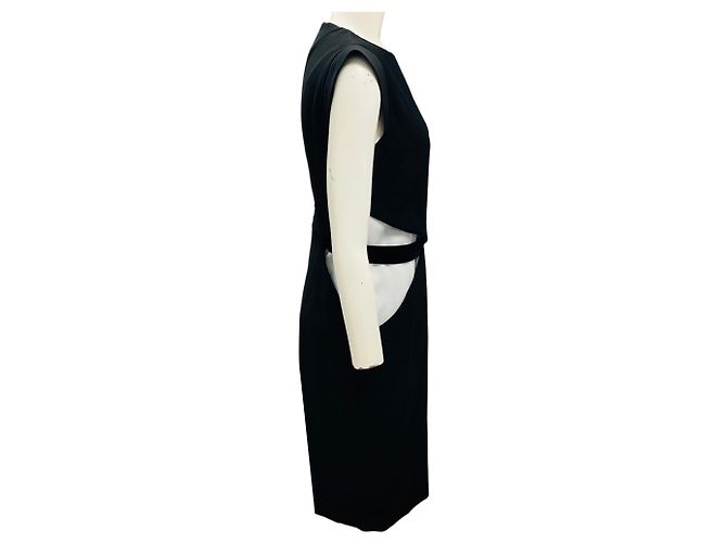 Vestido midi de crepé con mangas cortas negro / blanco Givenchy - vista 2