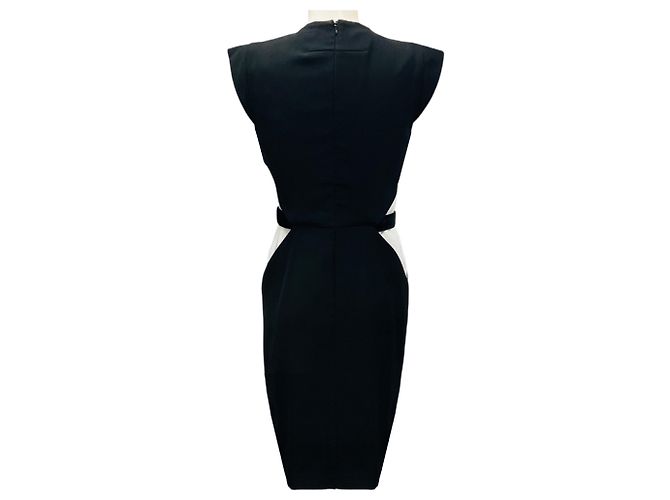 Vestido midi de crepé con mangas cortas negro / blanco Givenchy - vista 3