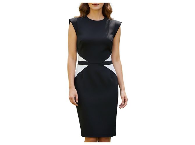 Vestido midi de crepé con mangas cortas negro / blanco Givenchy - vista 6