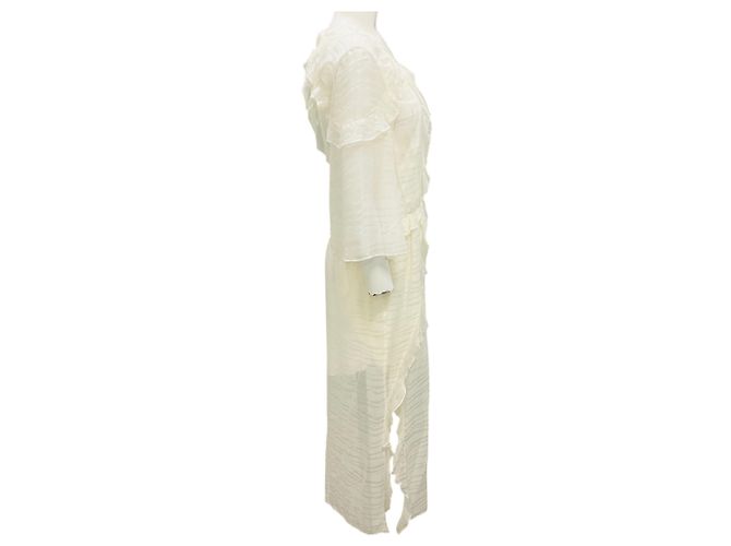 Vestido midi de jacquard con volantes Eolla de espalda abierta Iro marfil Beige - vista 2