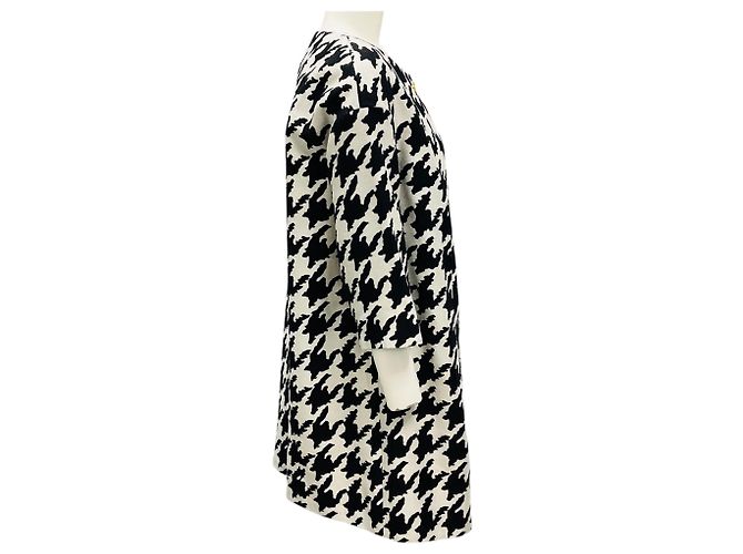 Edward Achour Black / Silver Collarless Houndstooth Coat with Gold Buttons Multiple colors - view 2