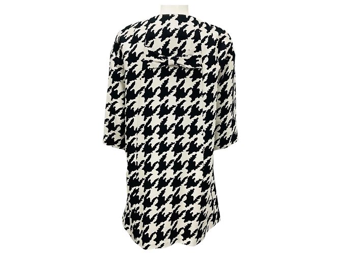 Edward Achour Black / Silver Collarless Houndstooth Coat with Gold Buttons Multiple colors - view 3