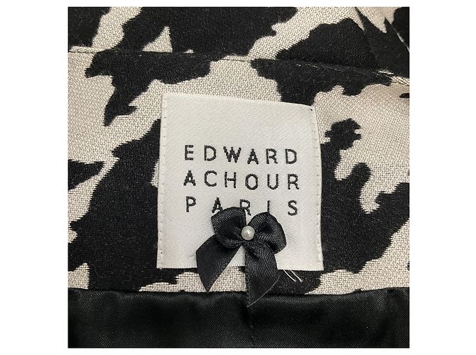 Edward Achour Black / Silver Collarless Houndstooth Coat with Gold Buttons Multiple colors - view 4