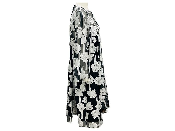 Abito da cocktail in jacquard floreale nero / argento di Lela Rose - vista 2