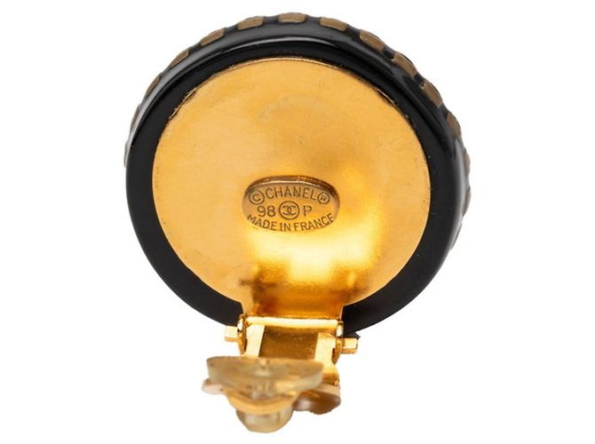 Chanel Coco Mark Clip Ohrringe Schwarz Golden - Ansicht 3