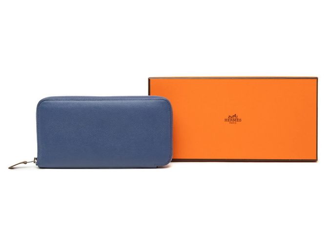 Hermès Azap Lang Wallet aus blauem Epsom-Leder - Ansicht 7