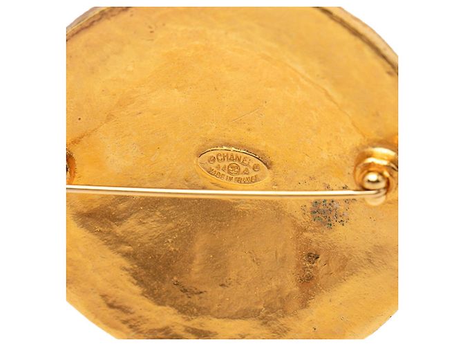 Vintage Medaillon runde Brosche Coco Mark von Chanel Golden - Ansicht 3
