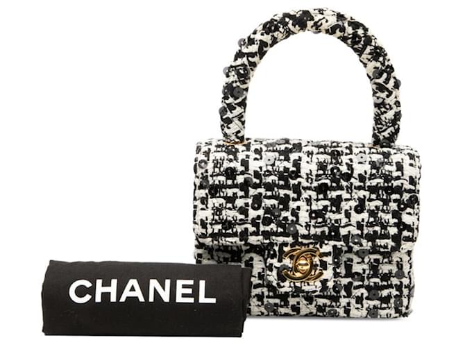 Mini borsa a mano Chanel Coco Mark Nero Bianco - vista 7