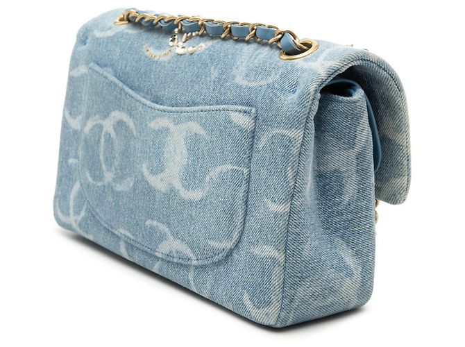 Borsa a Spalla Chanel Matelassé Coco Mark Blu D'oro - vista 2